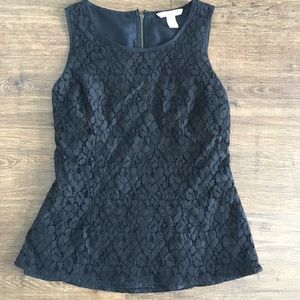 Banana Republic Black Lace Peplum Top Size 4